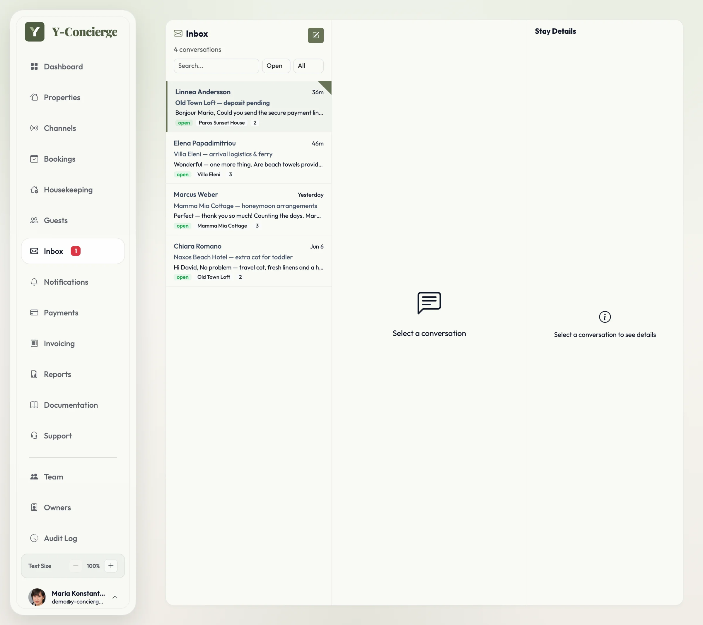 Guest inbox at full size